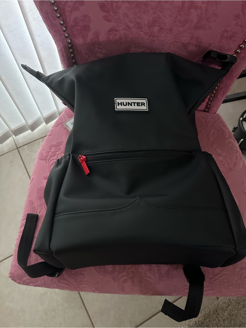 Hunter Black clip top backpack NWT